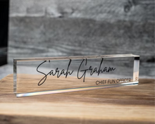 Load image into Gallery viewer, Desk Plaque, Name Plate for Desk, Personalized Acrylic Gift, Custom Office Name Sign, Personalized Office Desk Name Plate, Office Decor
