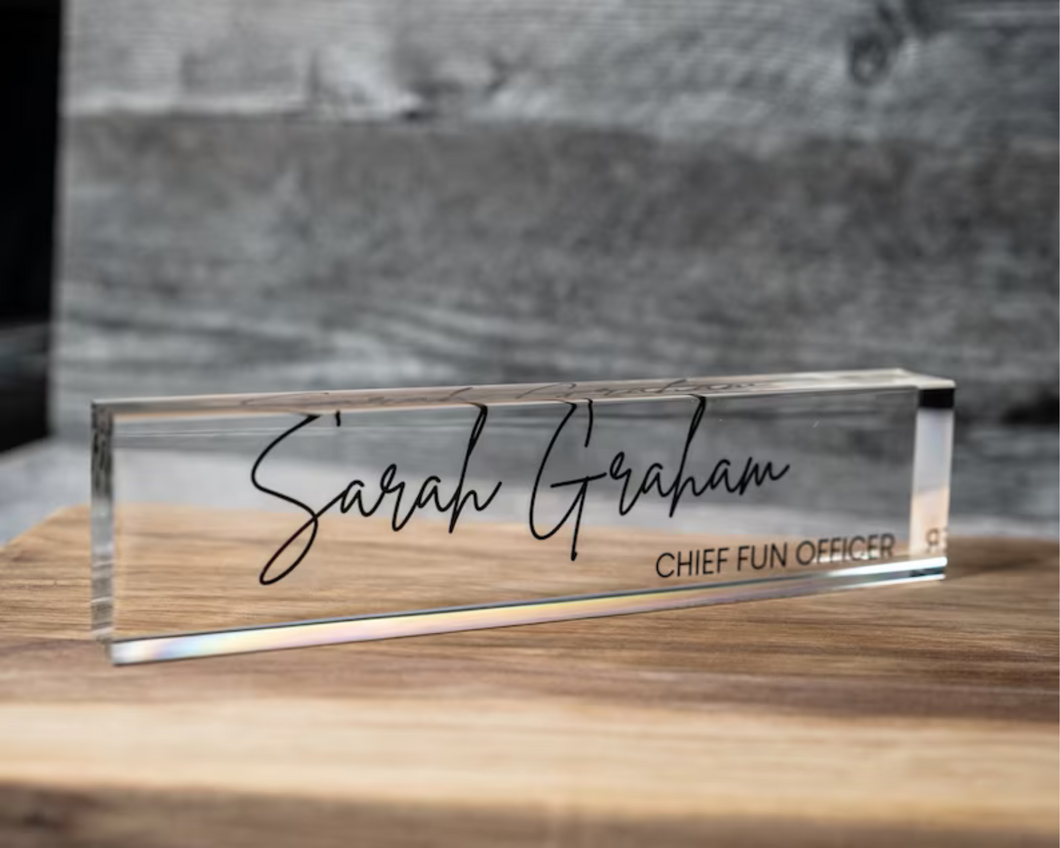 Desk Plaque, Name Plate for Desk, Personalized Acrylic Gift, Custom Office Name Sign, Personalized Office Desk Name Plate, Office Decor