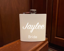 Load image into Gallery viewer, Bridesmaid flasks, personalized flask, bachelorette party gift ideas, bridesmaid proposal idea, custom flask, personalized bridesmaid gifts
